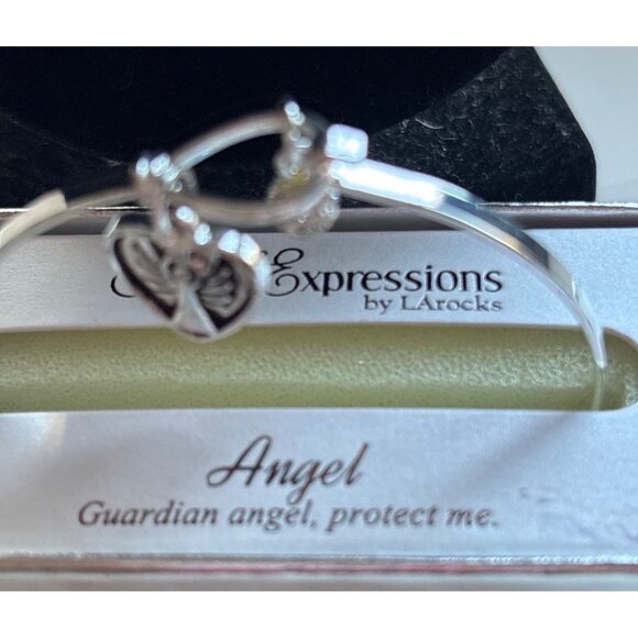 Silver Expressions By LA Rocks Angel Bracelet Heart Charm Guardian Angel Message - Picture 12 of 13